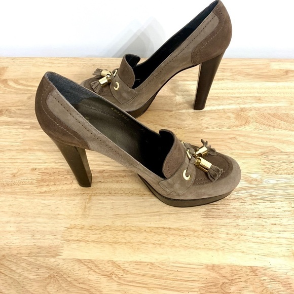 Stuart Weitzman Suede Tassup Moc Oxford Tassel Platform Heels, Women’s Size 7.5 - Picture 9 of 13